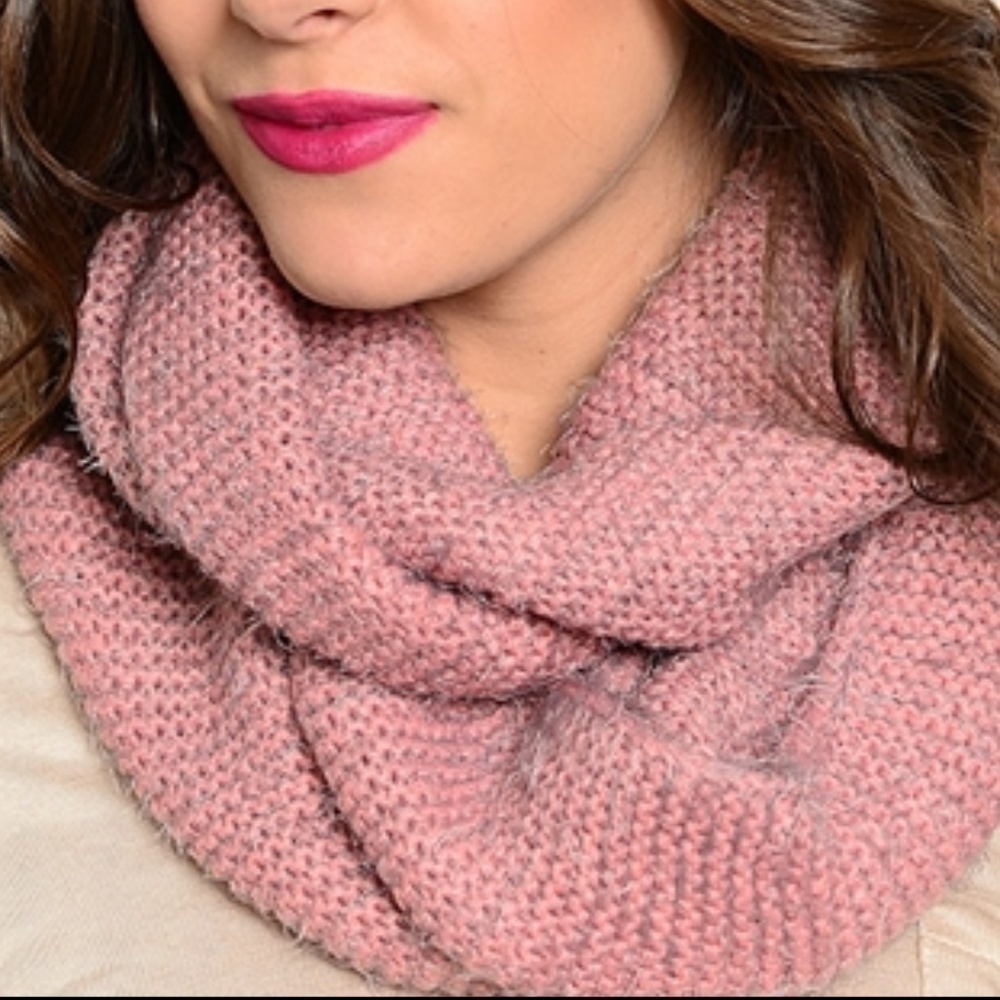 FUZZY KNIT INFINITY SCARF